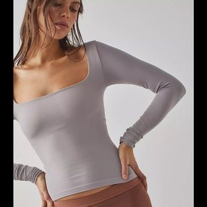 *ISO - Free People Clean Lines Long Sleeve in silver lining